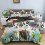 3D Prindi Armas Jack Russell Koer Voodipesukomplekt Kahekohaline Twin King Suur Tekikate Tekk Padjap&uuml;&uuml;r Poistele T&uuml;drukutele T&auml;iskasvanute Magamistuba 70x133cm