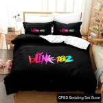 3D-prindiga Blink-182 Voodipesukomplekt Kahekohaline Twin King Tekikott Tekk Padjap&uuml;&uuml;rid Poistele T&uuml;drukutele T&auml;iskasvanute Magamistuba 70x133cm black