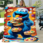 Sesame Streeti Kookiemonster J&otilde;ulutekk - P&uuml;hademeeleolus Palus Tekk R&otilde;&otilde;msa Kookiemonstriga J&otilde;uluvanam&uuml;tsiga ja V&auml;rvilise 30x40in