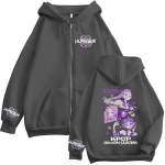Demon Hunters K-pop Film T&otilde;mblukuga Huppar Mehed Naised Harajuku Pikk Varrukas Mood &Uuml;legabariidiline Jakk T&otilde;mblukuga Dressipluus Streetwear XL tumehall v&auml;rv