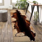 3D vaip Illusioonvaip 3D suur pragu vaip Optiline illusioonvaip S&uuml;gav auk vaip libisemiskindel laste toa vaip magamistoa vaip elutoa vaip 50x150CM black