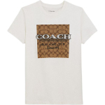 Coach Ss24 Logo T&auml;hetr&uuml;kiga Vabaaja &Uuml;mmarguse Kaelusega L&uuml;hikeste Varrukatega T-s&auml;rk Naiste Topid Valge CT626-WHT XS
