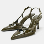 Moodsad Terava Otsaga Ristpaelaga Pumbad Naistele K&otilde;rge Kvaliteediga Lakknahast Pandlaga Slingback Kingad Elegantne Banketikleidi King 38 khaki roheline v&auml;rv