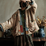 Johnature Naiste Vintage Talveprindiga Lilleline Patchwork V&auml;rvilised Mantlid Pikkade Varrukatega Soojad Hiina Stiilis Mantlid One Size