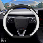 Nahast autojuhtimiskangi kate Tesla Model Y 3 Juniper Zunifer 2025 2026 Tarvikud must valge v&auml;rv