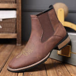 Meeste Chelsea saapad Kvaliteetsed Vabaaja Nahast Saapad Retro Pahkluusaapad Meestele Tikandiga L&auml;&auml;nelikud Cowboy Saapad Botas Masculinas 48 pruun