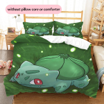 Pok&eacute;mon Bulbasaur Muster Voodipesu Kodukaunistus S&uuml;nnip&auml;evakingitus (1 * tekikott + 2 * padjap&uuml;&uuml;ri, ilma s&uuml;damikuta) 135x200cm