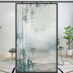 Mati staatiline aknakile kleebised Hiina bambusmetsa maastikud V&auml;rvilised klaaskiled Privaatsus P&auml;ikesekaitse Piilumisvastased kleebised Dekoratsioon 50x120cm