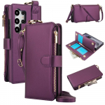 T&otilde;mblukuga nahast rahakotiga &uuml;mbris Samsung Galaxy S25 S24 Ultra S23 Plus S22 S21 A56 A55 A15 A13 A14 A53 A52 A54 jaoks, crossbody randmepaelaga For Galaxy S23 Plus