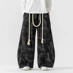 2026 Meeste Laiad P&uuml;ksid Hiina Stiilis Meeste Tie-Dye Laiad P&uuml;ksid S&uuml;gismoe Unisex L&otilde;dvad P&uuml;ksid Meeste Streetwear Dressip&uuml;ksid L must