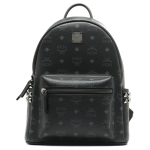 MCM Stark Naelutatud Logoga Seljakott Kaetud L&otilde;uend ja Nahkdetailidega Unisex Seljakotid Must MMKAAVE15BK001 Basic Set (Bag+Dust Bag)