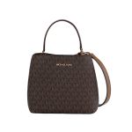 Michael Kors Mk Pratt Logotr&uuml;kiga Reguleeritav Eemaldatav &Otilde;larihm Magnetiline Sulgemine Kaetud L&otilde;uend Koti Kuju Kotid Naistele Tume-Pruun 35S4G3FM5B-BROWN Basic Set (Bag+Dust Bag)