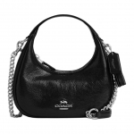 Coach Carmen 20 Logo T&otilde;mblukuga Lakknahast &Otilde;la-Crossbody T&otilde;mblukuga Kotid V&auml;ikesed Naiste k&auml;ekotid Must CW036-SVBK Basic Set (Bag+Dust Bag)