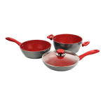 Flavor Kivist Pot ja Pann IH 24cm 4-osaline komplekt, Punane, &Uuml;hilduv, L&auml;bim&otilde;&otilde;t.