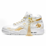Nike Flight Legacy Mid top Vintage Basketball Shoes Men's White Gold BQ4212-101(Team861-2) 41 white