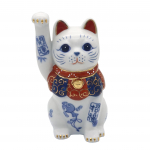 Yakushigama parem k&auml;pp suurus kogupikkus sinine ja valge hea toob &otilde;nne hea &otilde;nn Maneki-neko (viipav kass) (pikk k&auml;si, t&otilde;stetud, 4,5, 14,5 cm), mitmev&auml;rviline