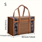 Bambusest naturaalne korv &ndash; s&otilde;bralik kootud korv bambusest piknikukorv kaanega k&auml;eshoitav suupistete leivakorv S