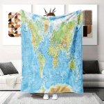 Maailmakaardiga tr&uuml;kitud flanell-tekk Pehme k&otilde;ikhooaegne Hariv geograafia kingitus reisimiseks, telkimiseks, diivani kaunistamiseks 75x100cm (30x40inch) beige