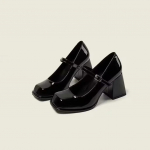 Mary Janes Vintage mustad sandaalid, naiste pand, libisemiskindlad vabaaja keskmised kontsad, kontori naised, soliidsed elegantsed kontsad Korea suvi 34 must