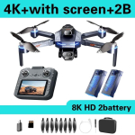 2026 Uus GT8 Droon GPS 8K Professionaalne HD Kahekaameraga 5G WIFI Harjadeta Mootorid Takistuste V&auml;ltimine Kokkupandav M&auml;nguasi Neljarootoriline 4K + 2 batteries