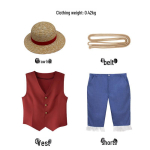 One Piece Luffy Live-Action Cosplay Kost&uuml;&uuml;m T&auml;iskasvanutele & Lastele Size XL brown