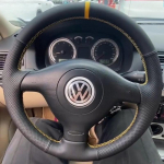 K&auml;sitsi &otilde;mmeldud ehtsast nahast auto roolikatte kate 100% sobivus Volkswagen VW Golf 4 Passat B5 1996-2003 Seat Leon 1999-2004