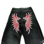 RogueWave Street Fashion Jeans Harajuku Y2K Uued Hip Hop Sirge L&otilde;ikega P&uuml;ksid M punane