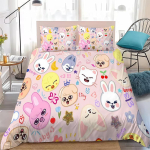 Kpop S-SKZOO Tekikott Komplekt Kodu Stiil Voodipesu Pehme Pesu Puuvillane Voodi 3 Osaline Komplekt &Uuml;li&otilde;pilaste &Uuml;hiselamu Kingitus 135x200cm beige