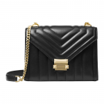 MICHAEL KORS Whitney tepitud ketiga &uuml;mbrikukott retro stiilis, commuters, lambanahast, &otilde;lakott, crossbody kott, suur, naistele, puhtalt must, suur must