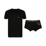Emporio Armani T&auml;helogo Prinditud Vabaaja L&uuml;hikeste Varrukatega T-s&auml;rk Ja Bokserp&uuml;ksid Komplekt Meeste riided Must 111604-9A595-00020 M