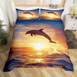 Delfiiniga tekikate Lastele Sinine Ookean Mereteemaline Voodipesukomplekt Poistele T&uuml;drukutele Mereloomade Tekikate Komplekt Mikrokiud Tekikate 135x200cm purple
