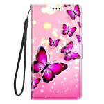 Klapiga nahast rahakotiga telefoni&uuml;mbris Samsung Galaxy S23 S22 S21 Plus Ultra A23 A73 A13 A52S A22 A33 A21S A41 jaoks Liblikas Raamatukate For A32 4G pink