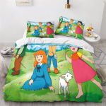 Anime T&uuml;druk Heidi Tekikate Komplekt 2 tk Hotellikvaliteediga Tekikate Voodipesu Komplekt Voodikatted Padjap&uuml;&uuml;ridega T&otilde;mblukuga 135x200cm-3pcs