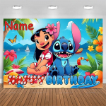 Lilo ja Stitchi taustad laste s&uuml;nnip&auml;evapeo kaunistamiseks, troopiliste lillede fototaust, personaalne beebipidu b&auml;nner Vinyl 150X100CM