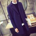 S&uuml;gis- ja talvine meeste villane mantel Meeste riided Korea versioon Slim Fit, keskmine ja pikk mantel Meeste villane mantel M tumesinine v&auml;rv