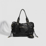 Prantsuse vintage mootorratrakott - &Uuml;he &otilde;larihmaga crossbody kott - T&otilde;mblukuga kott - Naiste suur mahutavusega kott must