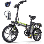 AVDLEU - Kokkupandav elektriline jalgratas - 16 rattad - 250W mootor - 25km/h - 36V 11.4Ah aku - S&otilde;iduulatus 40-80km (Režiim ASSIST) - Roheline