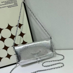 Naiste Minikandiline Crossbody Kott Tiibade Motiiviga Neetide Kettrihm PU Nahk Pehme V&auml;ike &Otilde;lakott Silver Rivet Large Size with Box gray