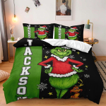 J&otilde;ulutr&uuml;kiga voodipesukomplekt t&auml;iskasvanutele ja lastele, roheliste juustega koletise mustriga tekikott ja padjap&uuml;&uuml;rid 50x75cm, mitu suurust 140*200cm/55x79in Single/Twin 3pcs