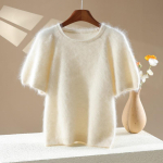 Kohev Puhvk&auml;istega Ka&scaron;miir &Uuml;mmarguse Kaelusega Kampsun - Naiste S&uuml;gis/Talv Kudumid One Size beige