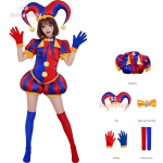 Naiste Pomni tegelaskuju kost&uuml;&uuml;mikomplekt T&auml;ielik kost&uuml;&uuml;m S&uuml;nteetiline parukas &Uuml;likond Halloweeni, j&otilde;ulude, koomiksimessi, anime rollim&auml;ngu&uuml;rituste jaoks One Size