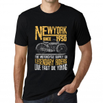 Meeste vintage T-s&auml;rk Graafiline T-s&auml;rk New Yorgi mootorrattale aastast 1950 Deep Black XS must