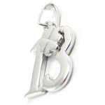 Les Tr&eacute;sors De Lily [I3721] - H&otilde;bedane ripats '13' (ristik) h&otilde;betatud (roodiumiga kaetud) - 13x14 mm h&otilde;be