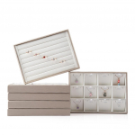 PU-nahast virnastatav ehtehoidiku &uuml;mbris-kaelakee Necklace Tray  beež