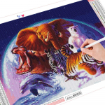 Teemantmaaling Loom t&auml;isruudukujuline &uuml;mmargune puur K&auml;sit&ouml;&ouml; kunst Teemanttikandid Elevandi mosaiik Kodukaunistus Full Round (20X30CM)