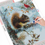 5D Teemanttikandid Orav T&auml;isruudukujuline &uuml;mmargune k&auml;sit&ouml;&ouml;komplekt Teemantmaaling Loomade mosaiik Linnukunst Rhinestone Decor koduks Full Round (20X30CM)