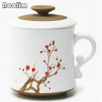 Valged portselanist teetassid kaane ja filtriga kontori kohvikruus Kvaliteetsed k&auml;sitsi maalitud teetassid Joogin&otilde;ud A