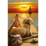 3D-teemanttikandid, ristpistega &uuml;mmargused kividest maalid, loomakoerad Full Round 20x25CM