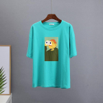 Hirsionsan uus naljakas multikas tr&uuml;kitud T-s&auml;rgid, naiste Kawaii vabaaja t-s&auml;rgid Paar Pehme puuvillase kaelusega naiste graafilised topid M valge