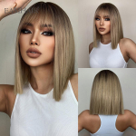 Pruunid kuni blondid Ombre s&uuml;nteetilised juukseparukad L&uuml;hikesed Bob-parukad tukkidega naistele Kuumakindlad Cosplay-parukad